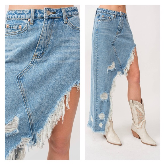 Denim Maxi Skirt Asymmetrical by Signature 8 - Picture 3 of 3
